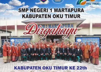 Kapsek Bersama Dewa Guru SMPN 1 Martapura, Dirgahayu  HUT OKUT Timur Ke 22