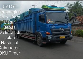 GATOT,Pengangkut Bara – Bara Masih Bebas Melintas di Jalan Nasional Kabupaten  OKU Timur
