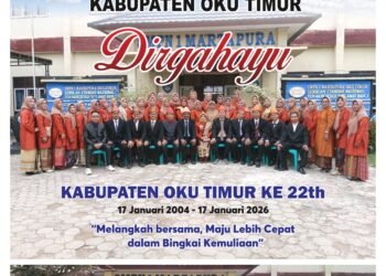 Kapsek Bersama Dewa Guru SMPN 1 Martapura,Dirgahayu  HUT OKUT Timur Ke 22