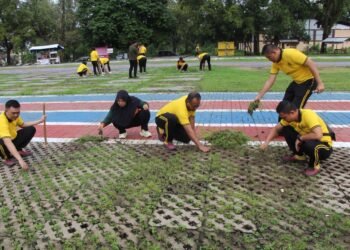 Polres OKU Timur Gelar Serentak Giat Korve Di taman Koni Martapura