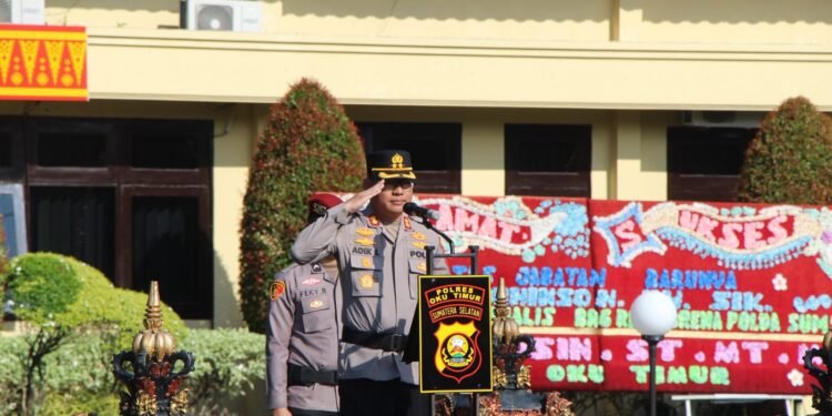 Kapolres OKU Timur AKBP Adik  Pimpin Serah Jabatan Pejabat Baru
