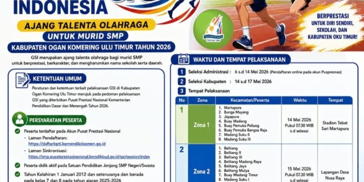 GSI 2026 Resmi Digelar, Disdikbud OKU Timur Siap Cetak Atlet Muda Berprestasi