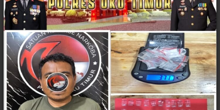 DIGEREBEK SATRESNARKOBA OKU Timur, Bandar Sabu Asal Riau Tak Berkutik