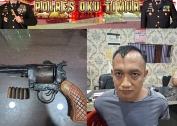 Mandor PT LPI Diciduk Resmob Polres OKU Timur, Revolver dan 5 Peluru Disita