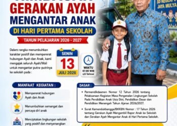 Hari Pertama, KAPSEK  SMPN 1 Martapura Serukan Gerakan Ayah Mengantar Anak