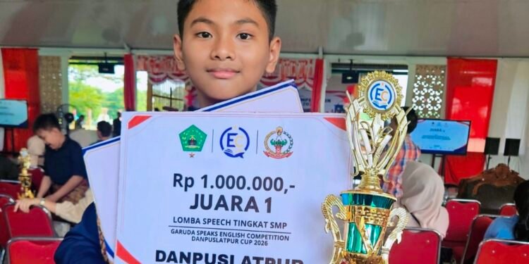 Pelajar SMPN 4 Martapura Raih Juara I Garuda Speaks English Competition Danpuslatpur Cup 2026
