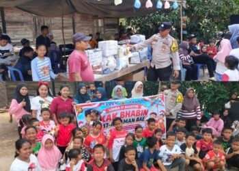 HUT RI ke-81, Bhabinkamtibmas dan Warga Harjomulyo Nyalakan Api Perjuangan