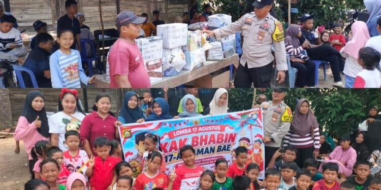 HUT RI ke-81, Bhabinkamtibmas dan Warga Harjomulyo Nyalakan Api Perjuangan