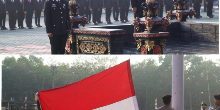 Wakapolres Kompol Hendri Pimpin Upacara HUT ke-81 Kemerdekaan RI di Polres OKU Timur