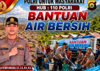 Air Mulai Langka, Kapolres Lalu Hedwin Gerakkan Polsek Salurkan Air Bersih