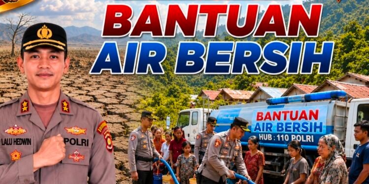 Air Mulai Langka, Kapolres Lalu Hedwin Gerakkan Polsek Salurkan Air Bersih